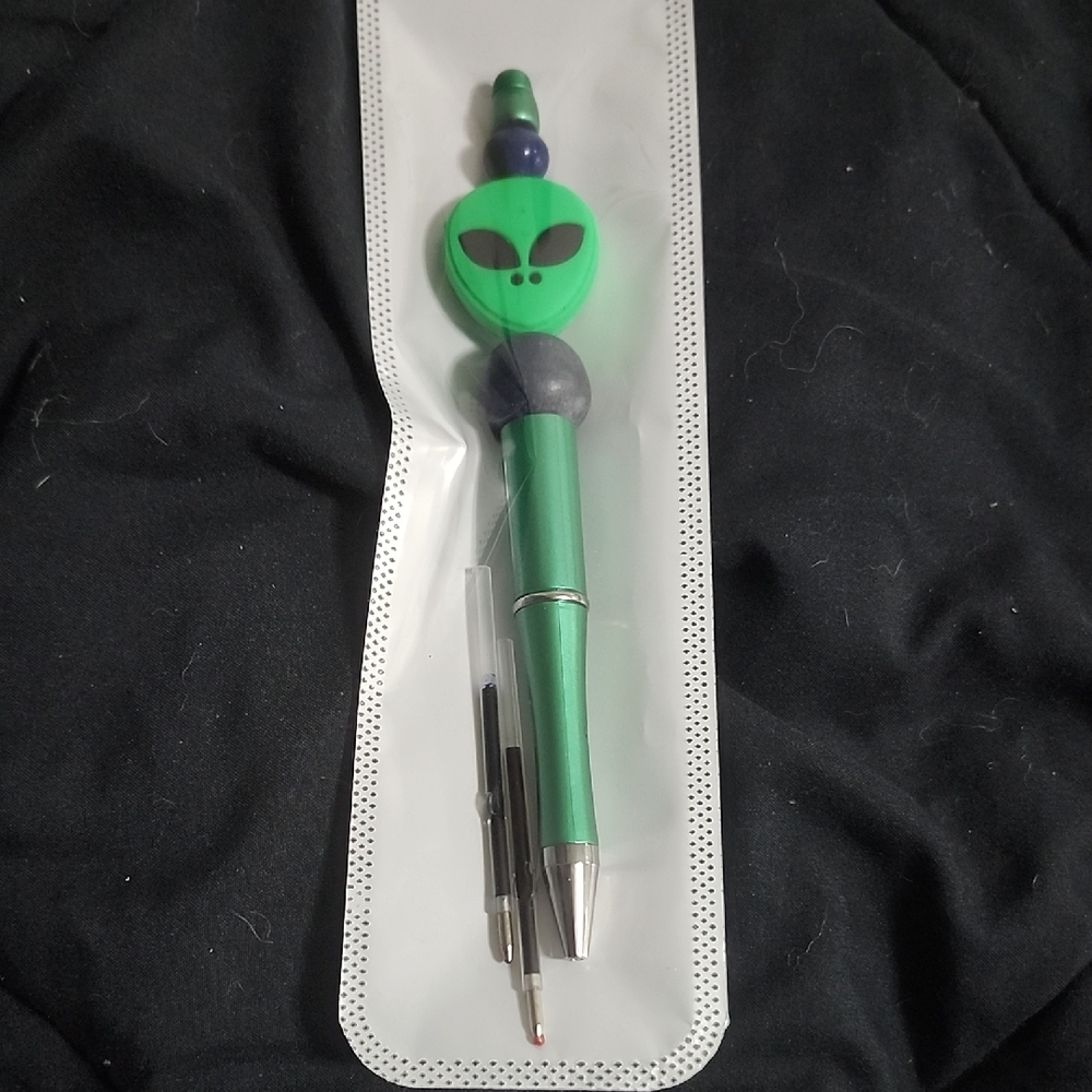 Handcrafted Green Alien Pen with Refills